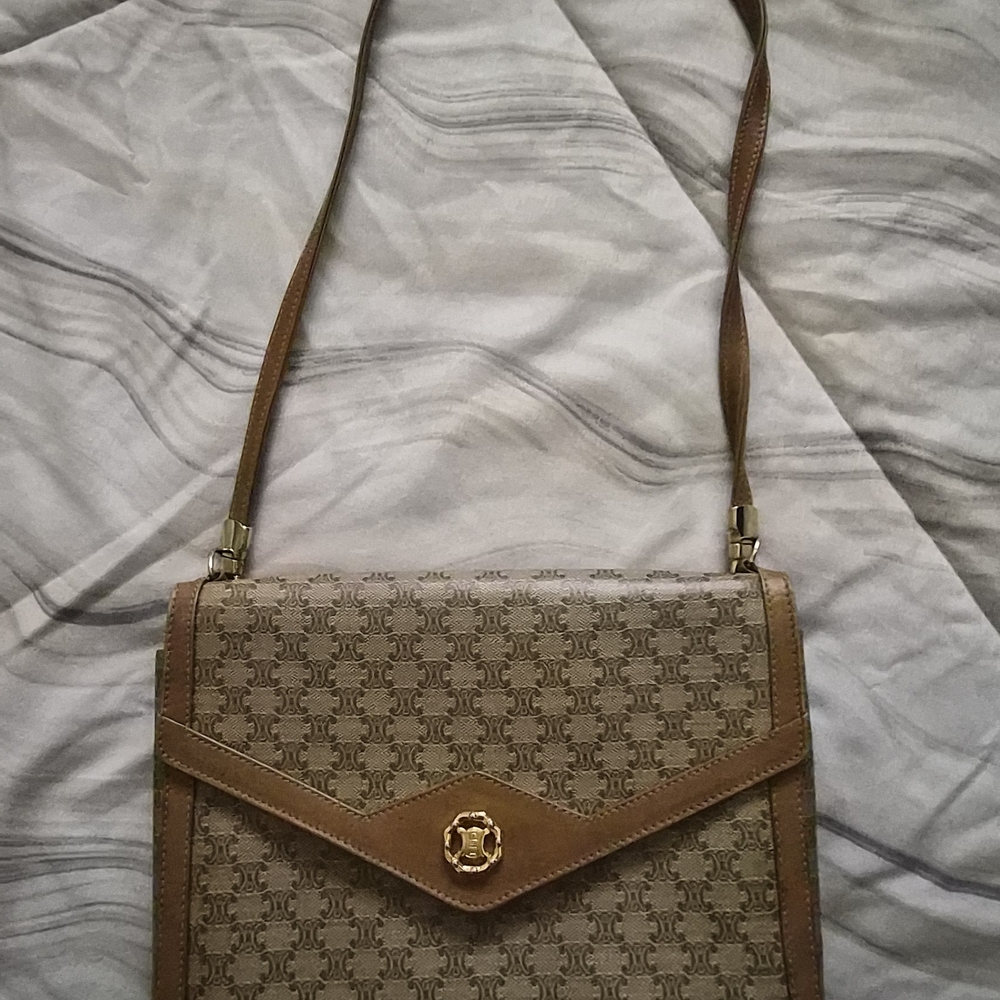 Vintage Celine Macadam Canvas Shoulder Bag